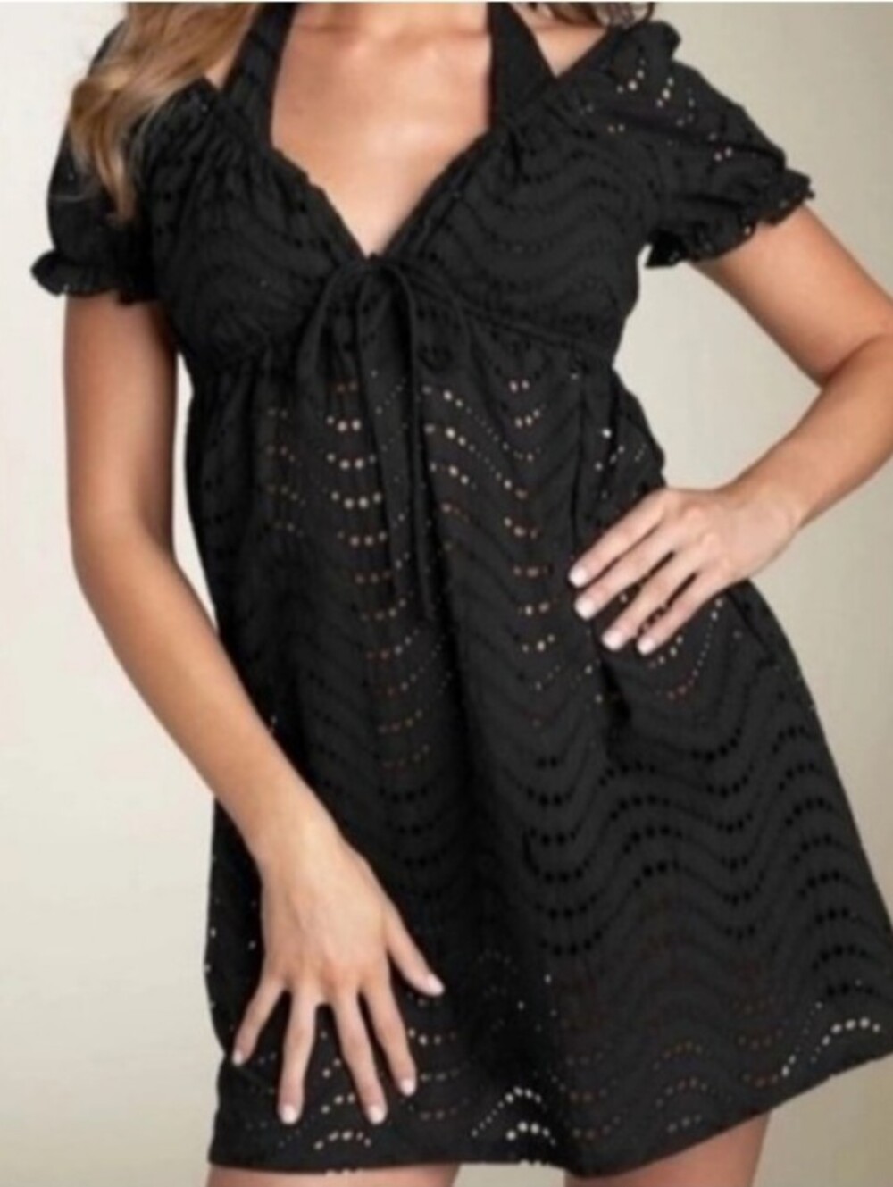 Boho Eggplant Purple Eyelet Off Shoulder Optional Swim Dress - Women